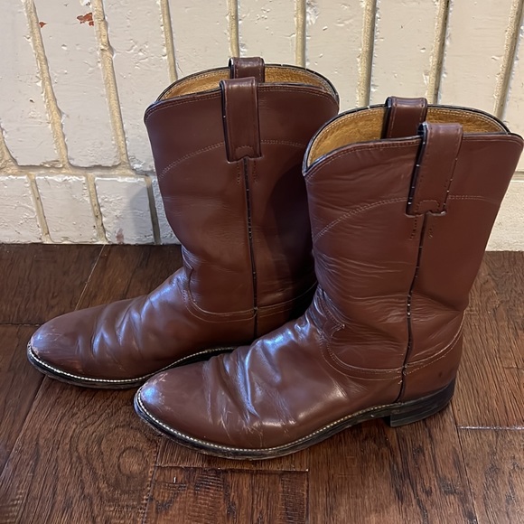 Vintage Justin Roper Brown Boots Size 8.5 Wide - Picture 2 of 7